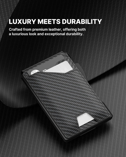 typecase Tactical Wallet for Men Card Holder: Pop Up Card Case, Genuine Leather, Smart, RFID Blocking, Slim, Minimalist, Thin, Front Pocket - 9-13 Card Capacitiy, ID Window, Money Clip (Orange)