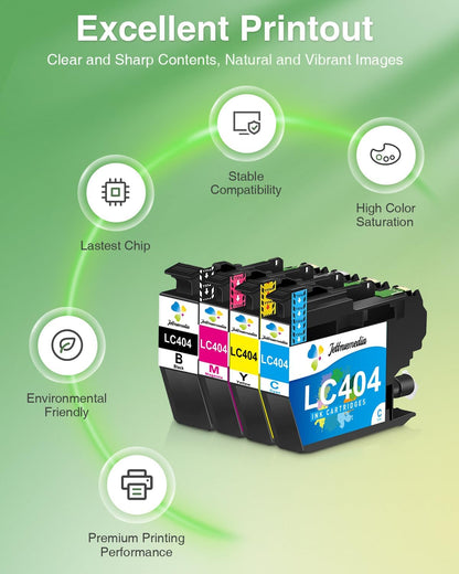 4Pack LC404 Ink Cartridges for Brother Printer MFC-J1205W Replacement for Brother LC 404 LC-404 Ink Cartridges for MFC-J1205W MFC-J1215W Printer(Black Cyan Magenta Yellow)