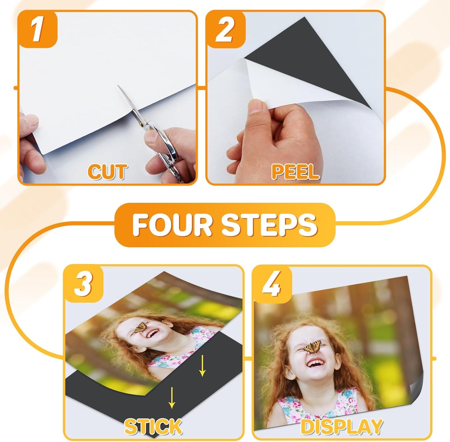 FINDMAG Magnet Sheets with Adhesive, 8” x 10”, Pack of 50, Magnet Papers for Stickers, Magnetic Sheets for Refrigerator, Whiteboard, Cuttable Magnetic Paper for Crafts, Pictures.