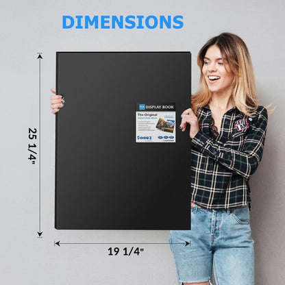 Sooez Heavy Duty Binder with Plastic Sleeves 18"x24", Portfolio Folder with 30 Clear Sheet Protectors, Display 60 Pages, Presentation Book for Artwork, Sheet Music, Document