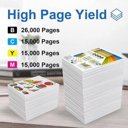 LEDES 7525 Toner Cartridge Compatible Replacement for Xerox WorkCentre 7830 7835 7845 7855 7970 7525 7530 7535 7545 7556 Printer(BK,M,C,Y)