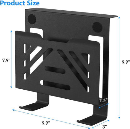 MAXECHO Desk Side Storage, Under Desk Laptop Mount, Table Side Hanging File Organizer, No Drill Clamp On Cable Management Tray, Laptop Holder with 2 Hooks for Office and Home, Load 22 Lbs
