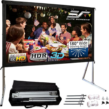 Elite Screens Yard Master 2, 110 inch Outdoor Projector Screen with Stand 16:9, 8K 4K Ultra HD 3D Fast Folding Portable Movie Theater Cinema 110" Indoor Foldable Easy Snap Projection Screen, OMS110H2