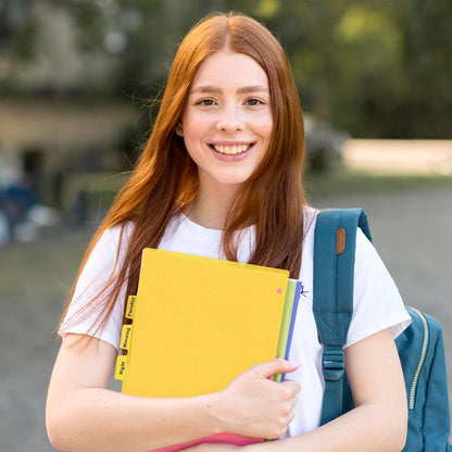 3 Ring Yellow Binder Dividers with 8-Tabs, A4 Blue Binder Dividers, Sturdy Plastic Divider, Aesthetic Divider for Binders, Suitable for Notebooks and Binders, 3 Hole Punch
