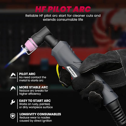 bestarc Plasma Cutter, [Pilot Arc][Large LED Display][Air Sensor] 60A bestarc Plasma Cutter Machine 110/220V Dual Voltage, 1/2 Inch Clean Cut 4/5 Inch Max Cut, Post Flow Mesh, 2T/4T for Beginners DIY