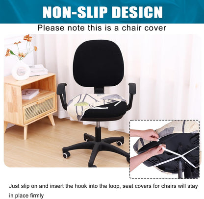 Smiry Printed Office Computer Chair Seat Covers, Stretch Fit Universal Desk Rotating Chair Cover Washable Removable Seat Cushion Protectors - Yellow and Grey