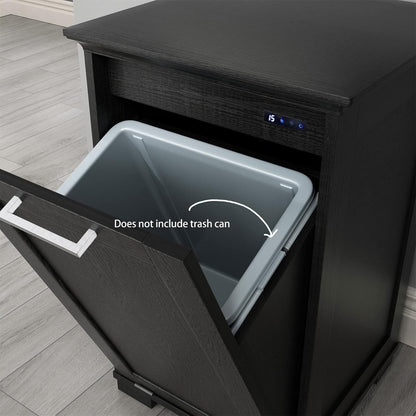 OLD CAPTAIN Wooden Tilt Out Trash Cabinet, Wooden Kitchen Garbage Can Free Standing Holder, Black Finish…