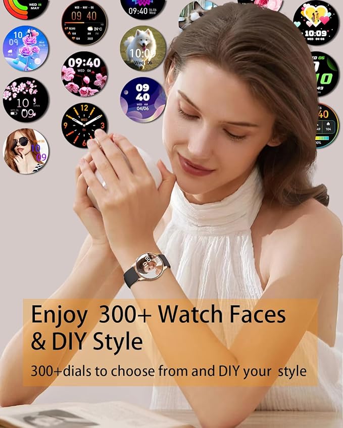 Smart Watches for Women Men, 1.3" Fitness Tracker Watch with Heart Rate/Sleep Monitor/Spo2/100+ Sports/Bluetooth Call/DIY Watch Face, Smartwatch for Android Phones/iPhone (Black)
