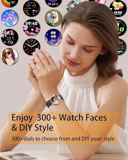 Smart Watches for Women Men, 1.3" Fitness Tracker Watch with Heart Rate/Sleep Monitor/Spo2/100+ Sports/Bluetooth Call/DIY Watch Face, Smartwatch for Android Phones/iPhone (Black)