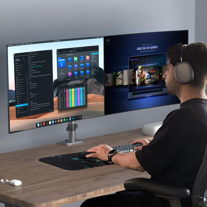 Suptek Dual Monitor Desk Mount, Adjustable Dual Monitor Arm for 2 Monitor Screens up to 38 inch, Extra Tall 15.75" Pole Monitor Stand for Desk, Holds up to 22 lbs,Silver(MD9442MS)