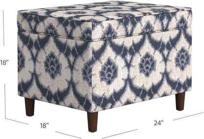 Home Decor | Dinah Collection Modern Storage Ottoman | Ottoman with Storage for Living Room & Bedroom(Blue Medallion Print)