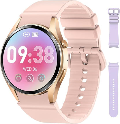 Smart Watches for Women Fitness Watch, IP68 Waterproof Fitness Tracker Smart Watch with Heart Rate/Sleep/SpO2 Monitor/Bluetooth Call/110+ Sport Modes, 1.26" HD Smartwatch for Android & iPhones,2 Bands
