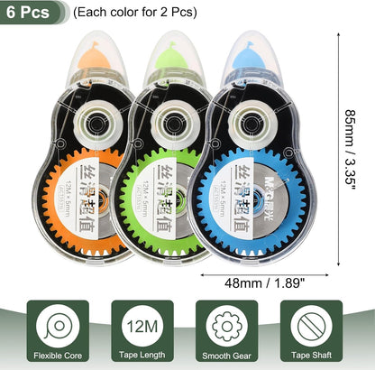 M&G 6Pcs 39 Ft Tape, Correction Tape Tear Resistant Whiteout Tape Easy to Use Instant Bulk Cool Transparent Dispenser for Classroom Office, Black