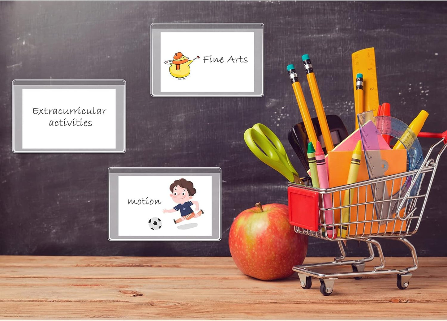 Outus 200 Sets Self Adhesive Index Card Pockets with Blank Cards 4 x 2.5 Clear Adhesive Pockets Label Holders Bin Labels for Storage Bins Organizing Box Drawer