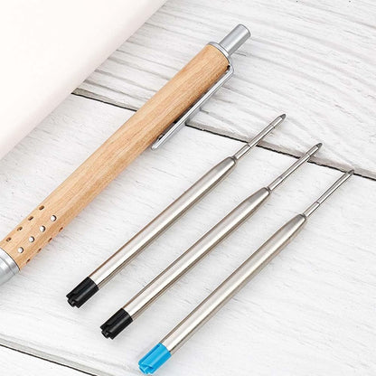 PapaBear Ballpen Medium Point Black Ink Refill Pack of 5-Replaceable Ballpoint Pen Refills - Metal Pen Refill (Blue)