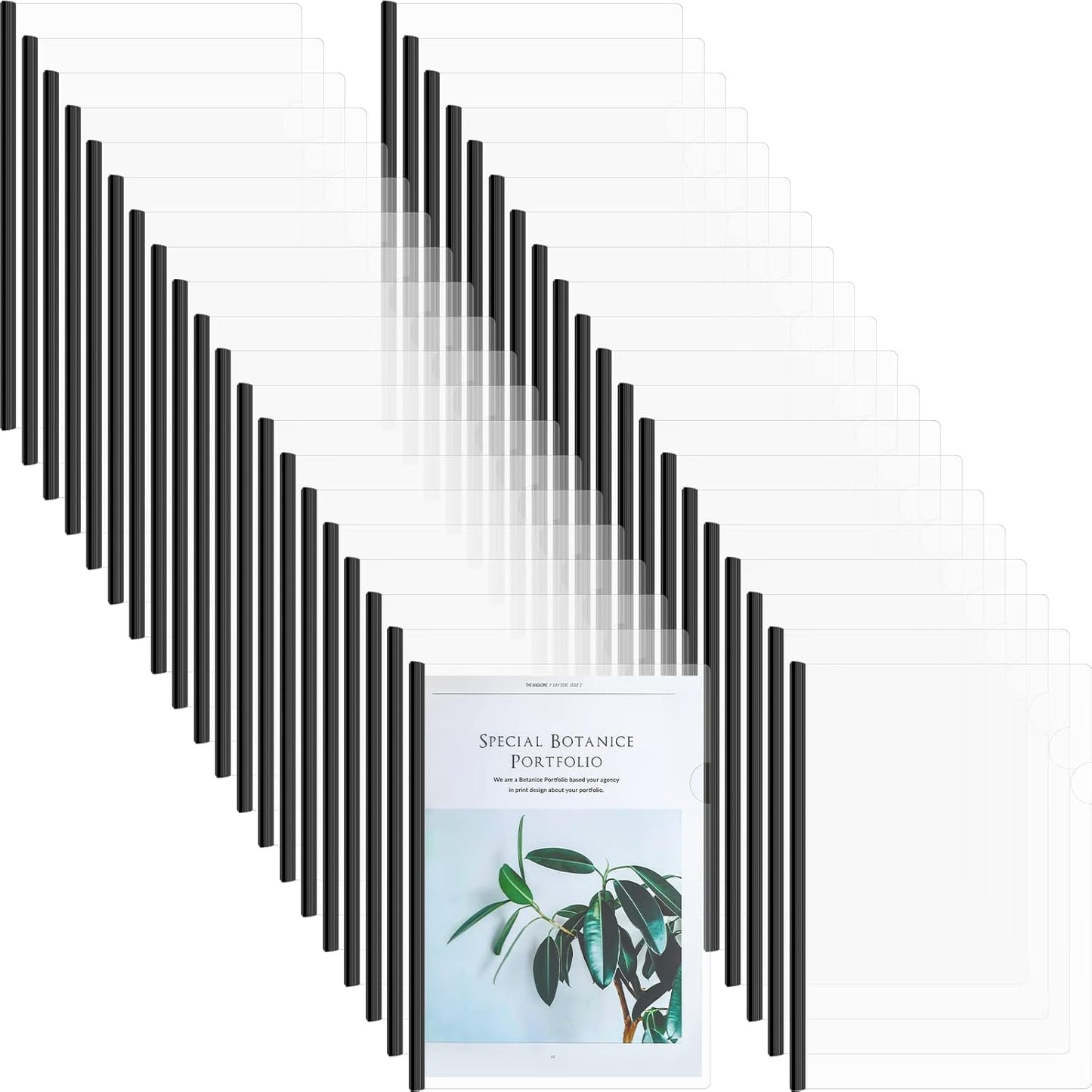 Thenshop 100 Pcs Clear Report Covers with Sliding Bars Sliding Bar File Folder Binder Plastic Report Folder for File Paper Book Resume Letter Office, 30 Sheet Capacity(Black)