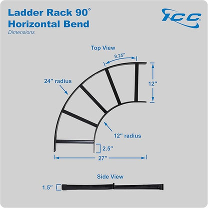 ICC Cable Runway Rack 90° Flat Corner, 16-Gauge Steel, Made in USA