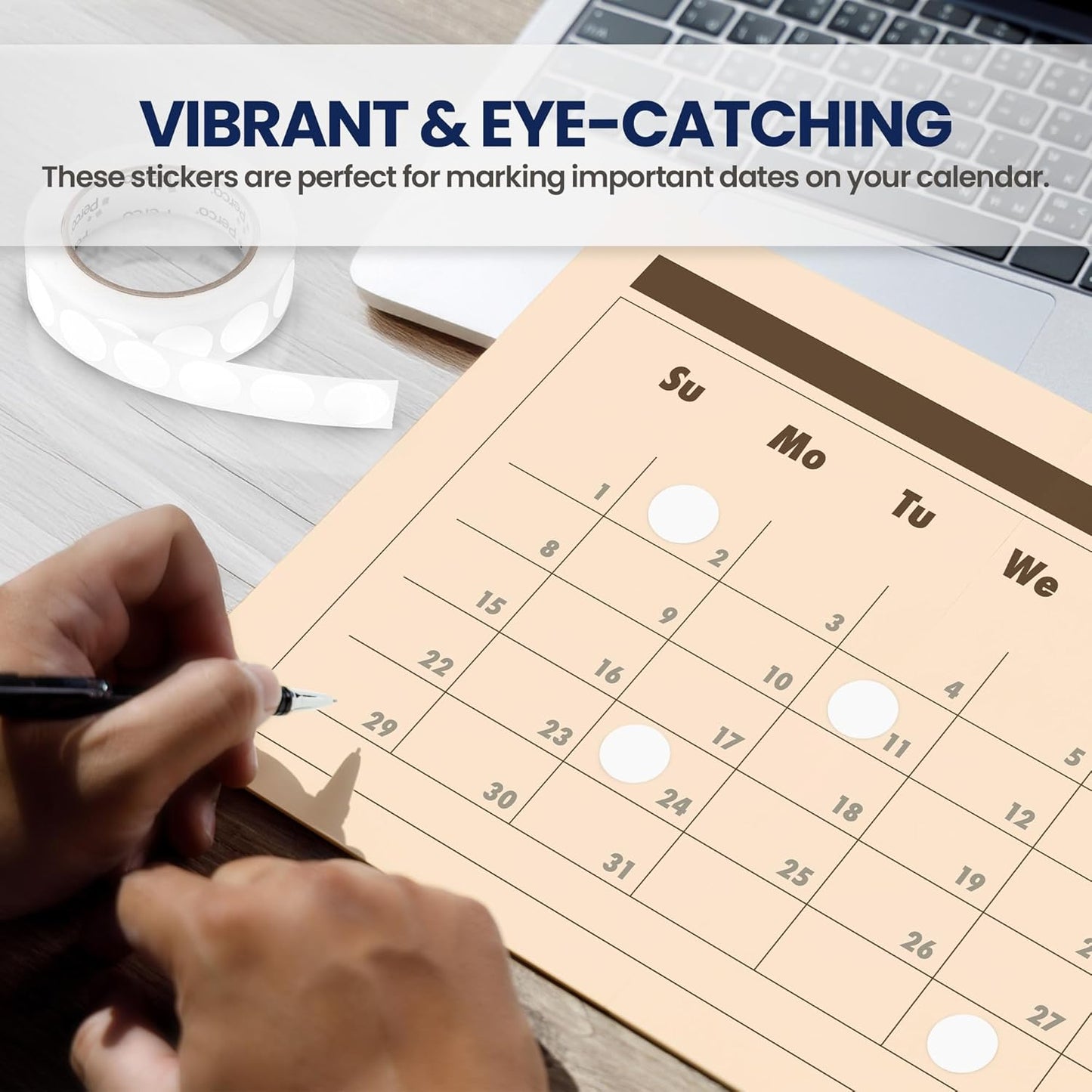 Perco White 1-Inch Round Circle Dot Sticker Labels with Removable Adhesive – 1,000 Labels per Roll – Versatile, Vibrant Colors, Reliable Hold, No Residue, Perforated for Convenient Use – Made in USA