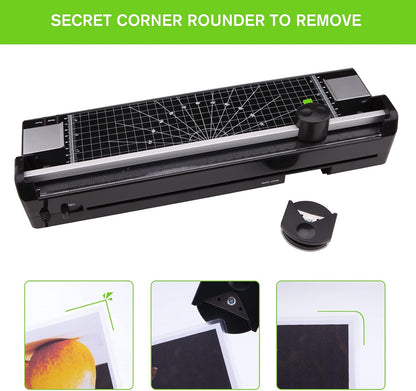 Laminator Machine for A3/A4/A6, Thermal Laminating Machine for Home Office School Use with 50 Pouches, Paper Trimmer and Corner Rounder (Green)