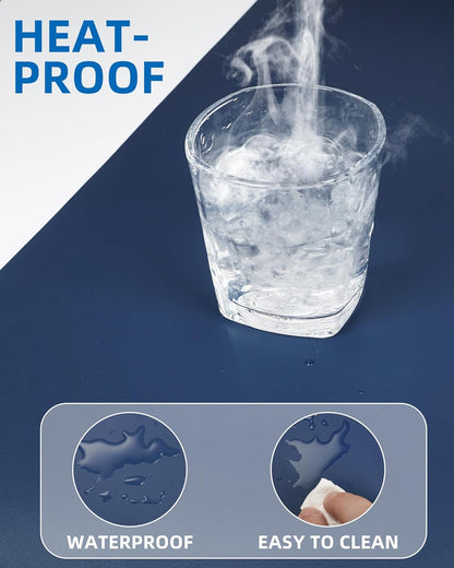 Non-Slip Desk Pad,Mouse Pad,Waterproof PU Leather Desk Protector,Ultra Thin Large Desk Blotter,Waterproof Keyboard mat for Office/Home/Decor(Midnight Blue 23.6" x 13")