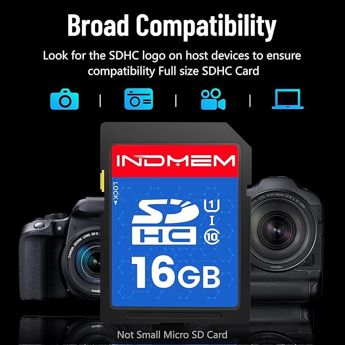 16GB SD Card (3 Pack), C10 SDHC UHS-I Memory Cards U1 Class 10 High-Speed Full 4K HD Video Compatible with Digital Point-and-Shoot Cameras, HD Camcorders, DSLR and PC
