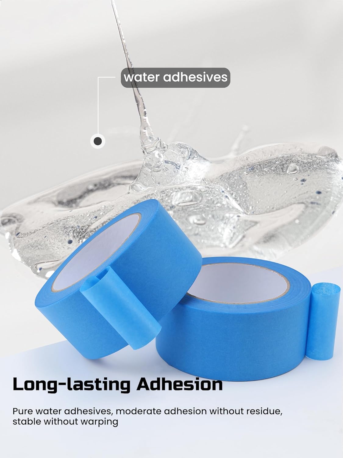 Lichamp Blue Painters Tape Bulk, 6 Pack 1.9 inch Wide by 55 Yards Paper Tape, Blue Tapes for Crafts Arts