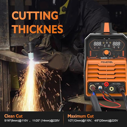 Plasma Cutter, 2 in 1Non-High Frequency 60A Plasma Cutter/ 200A Stick Welder Large Digital Display Non-Touch Pilot Arc, 110/220V Dual Voltage Plasma Cutting Machine