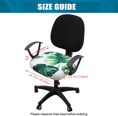 Smiry Printed Office Computer Chair Seat Covers, Stretch Fit Universal Desk Rotating Chair Cover Washable Removable Seat Cushion Protectors - Green