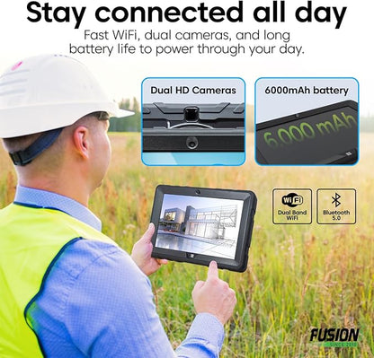 Fusion5 Built in USA 10.1” Windows 11 Professional Rugged Tablet PC - 12GB RAM, 512GB SSD, Intel 13th Gen, Full HD Windows Tablet Computer, HDMI, USB C - 2 Year Full Warranty with Accidental Damage