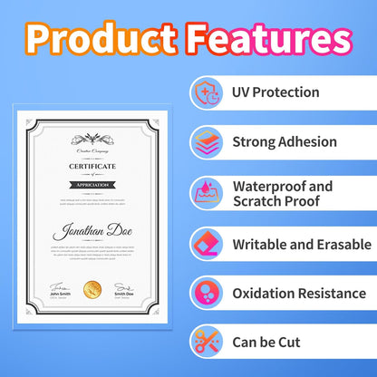 Uinkit 60PCS 4Mil Self-Adhesive Laminating Sheets, 8.7 x 12.2 Inches Clear Self-Sealing Laminating Sheets, Suitable for 8.5 x 11 Inches Letter Size, No Machine Needed