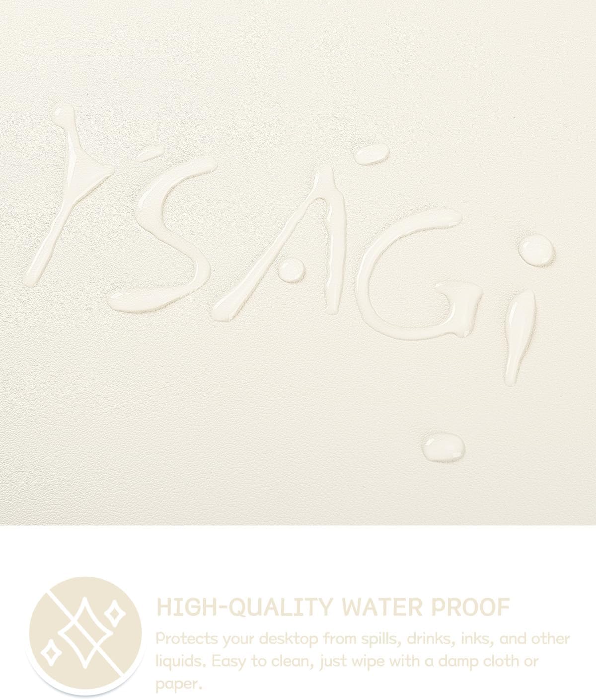 YSAGi Non-Slip Leather Desk Pad, Desk Matt for Desktop, Waterproof Laptop Computer Keyboard Mat, Table Protector Blotter Mat, Large Mouse Pad for Office/Work/Home/Decor(Cream, 31.5" x 15.7")