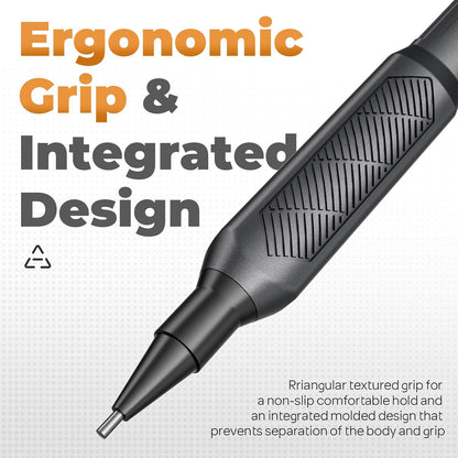 Nicpro 1.3mm Weatherproof Mechanical Pencil Set, HD1000 Metal Mechanical Pencils Heavy Duty Pencil for Outdoor All Weather Marking Drafting Drawing with 25 Lead Refills, Erasers, Case (Black)