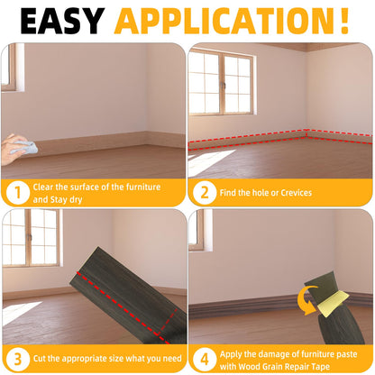 GSCIT Club Wood Grain Repair Tape, 2.4 inch X 15ft Self Adhesive Black Walnut Grain Repair Patch for Tables, Chairs, Baseboards, Doors, Windows, Floors, Handicraft DIY.