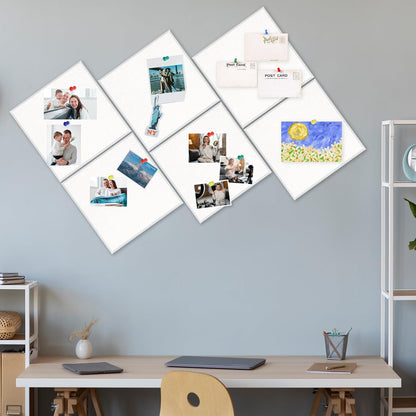 Large Cork Board 36" x 24", 6 Pack Felt Wall Tiles with Colored Pushpins, Bulletin Board with Removable Self-Adhesive Strips, Pin Boards Cork Boards for Walls Office Home School-White