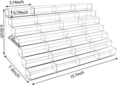 Acrylic Business Card Holder for Desk Multiple Business Card Holders 28 Slot 7 Tier Large Business Card Organizer Business Card Display Rack Clear Plastic Business Card Stand for Home Office