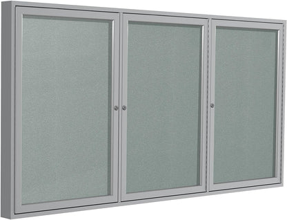 Ghent 48"x72" 2-Door Outdoor Enclosed Vinyl Bulletin Board, Shatter Resistant, with Lock, Satin Aluminum Frame - Silver (PA34872VX-193), Made in The USA