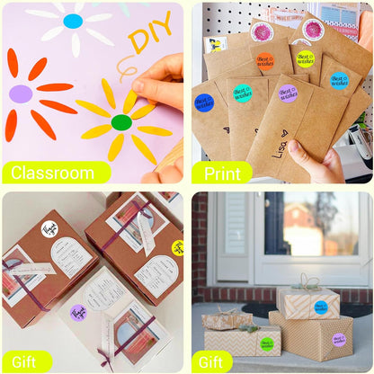 1 Inch Circle Dot Stickers 1000 PCS Color Coding Thermal Labels Dots Writable Printable Small Round Stickers for Office, Classroom, Inventory, Garage, Organizing Storage, Fluorescent Yellow