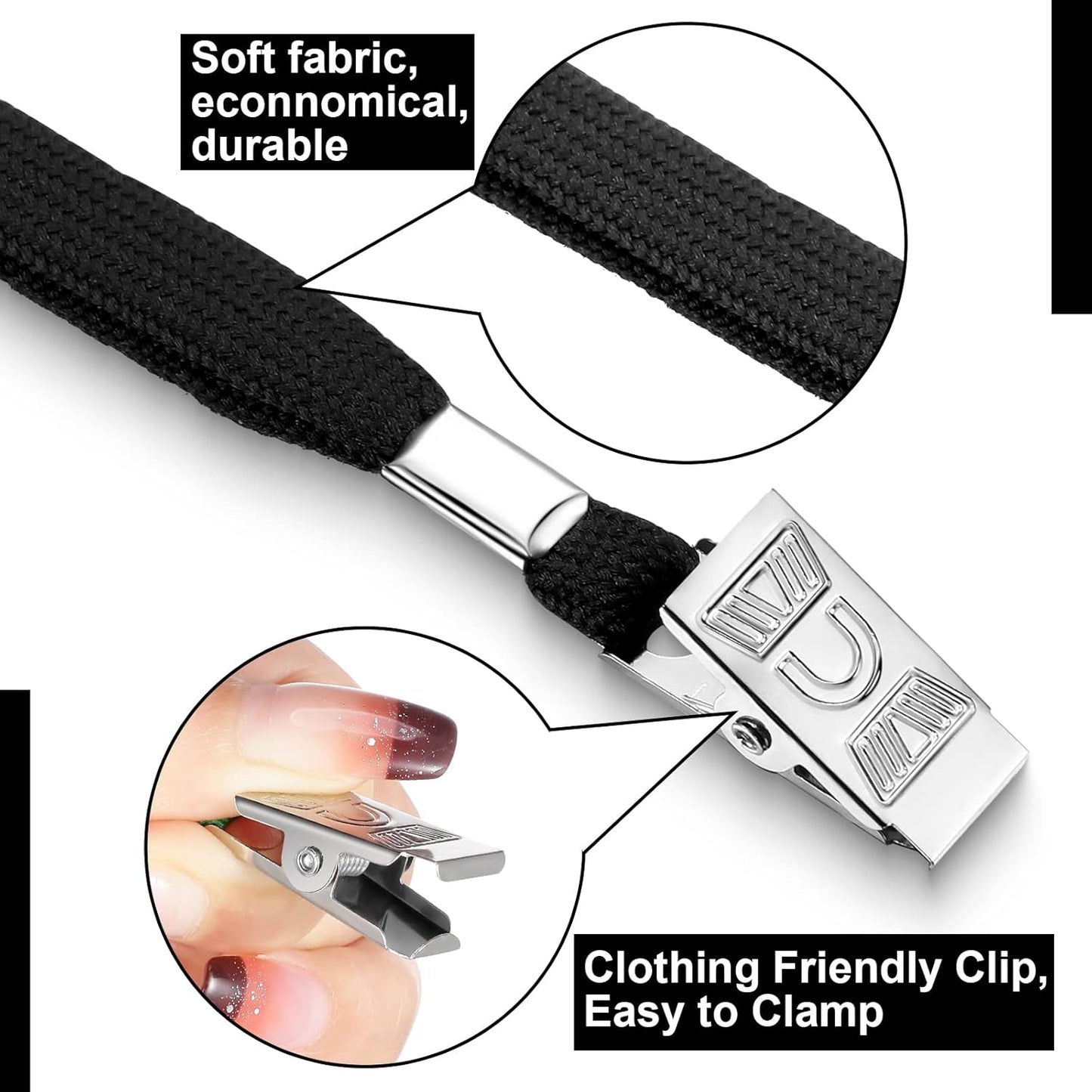 Marspark 100 Sets Clear Name Tags with Lanyard, Lanyards for ID Badges Reusable Strap with ID Holder Plastic Name Badges for Adults Business School Church Conference (Black)