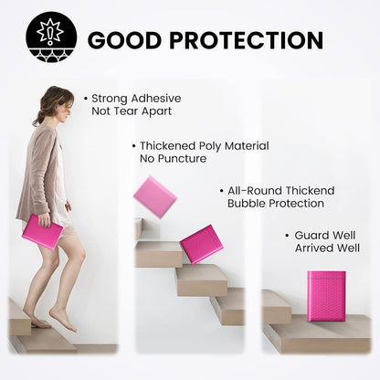 Fuxury Bubble Mailers 6x10" 100 Pack Pink Thick Padded Envelopes Usable Size 6x9" Mailing Envelopes Bubble Padded, Shipping Bags for Mailing,Packaging, Small Business, Boutique, Bulk #0