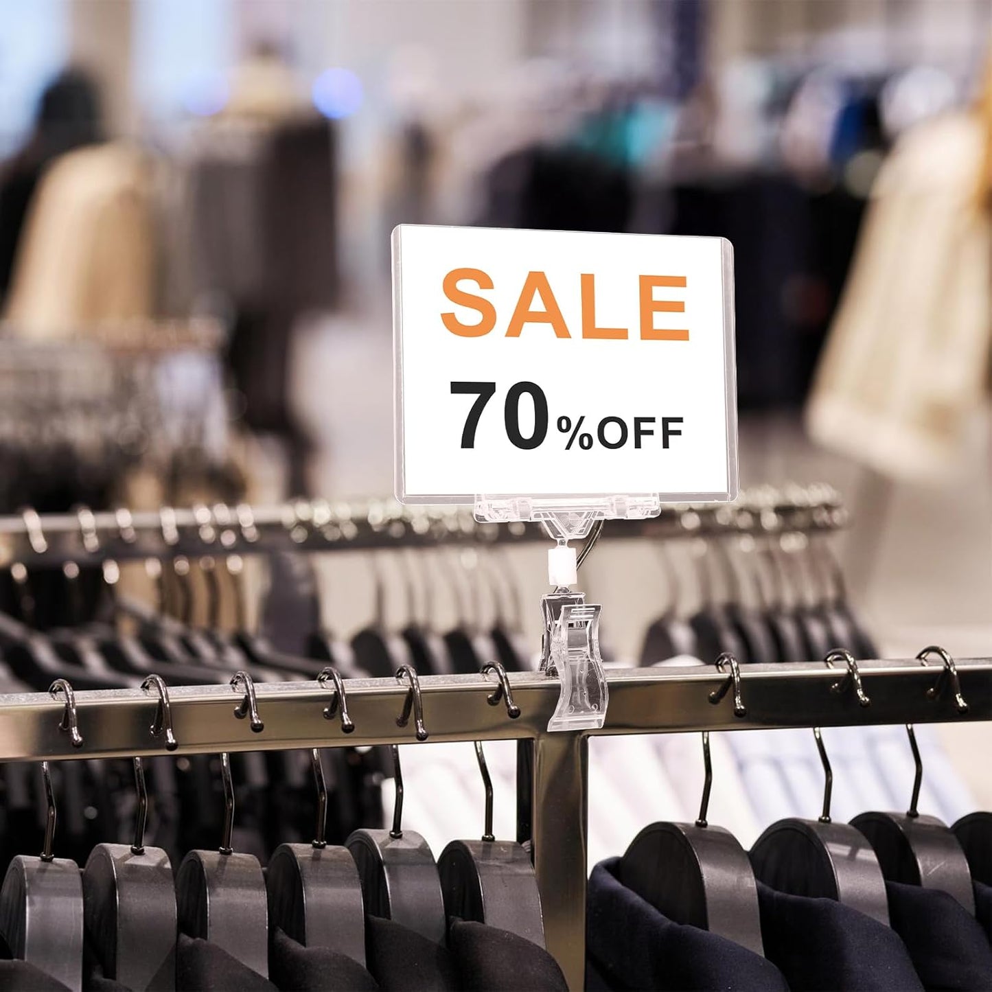 20 Pcs Clear Rotating Sign Holder with Clip, Sign Clips POP Swivel Sign Holding Clamp for Retail Store Office, 4x6 Inch PVC Card Holder Protector for Merchandise Display Tags