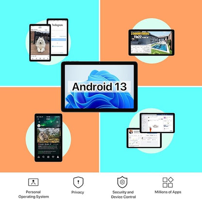 UMIDIGI G2 Tab Android 13 Tablet 8(4+4) GB RAM+64GB up to 1TB 10.1 inch Tablets with Quad-Core Processor 8MP+8MP Dual Camera WiFi 6 Bluetooth 5.0 6000mAh Split Screen Android Tablette Gray