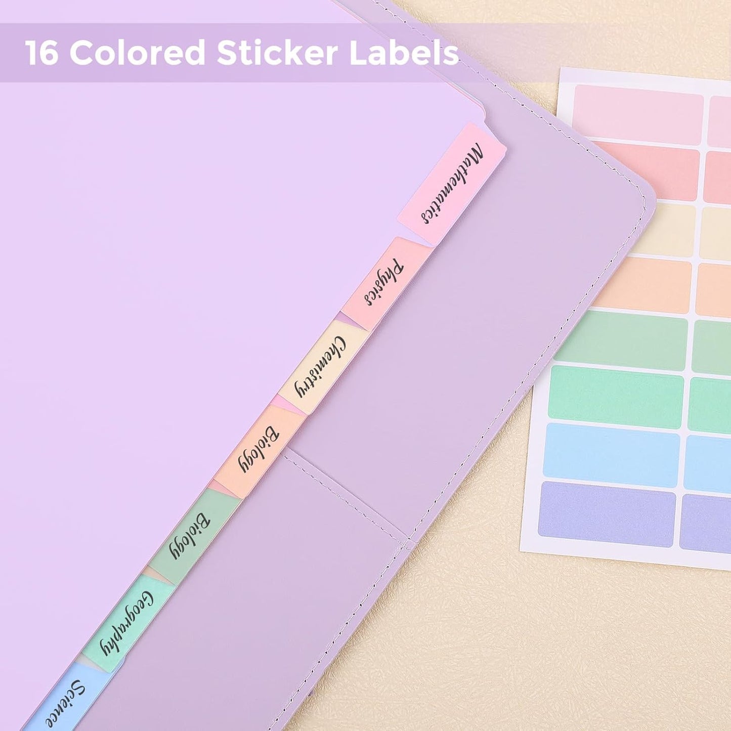 SKYDUE Durable Plastic 8-Tab Dividers,2sets,Big Tab Dividers for 3 Ring Binder, Write&Erase 3 Ring Binder Dividers with Tabs,with Sticker Labels