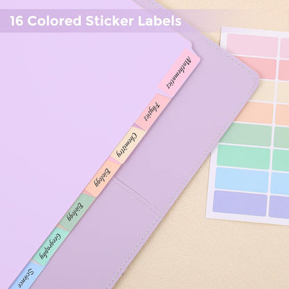 SKYDUE Durable Plastic 8-Tab Dividers,2sets,Big Tab Dividers for 3 Ring Binder, Write&Erase 3 Ring Binder Dividers with Tabs,with Sticker Labels