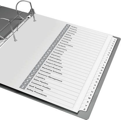 Davis Group A-Z Index Tab Dividers for 3 Ring Binders, Customizable Table of Contents, 6 Sets