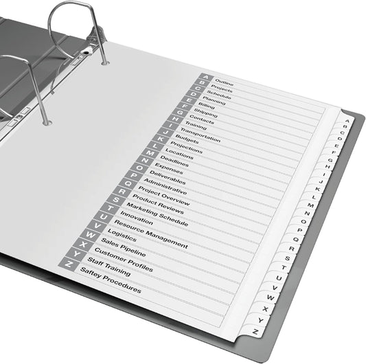 Davis Group A-Z Index Tab Dividers for 3 Ring Binders, Customizable Table of Contents, 6 Sets