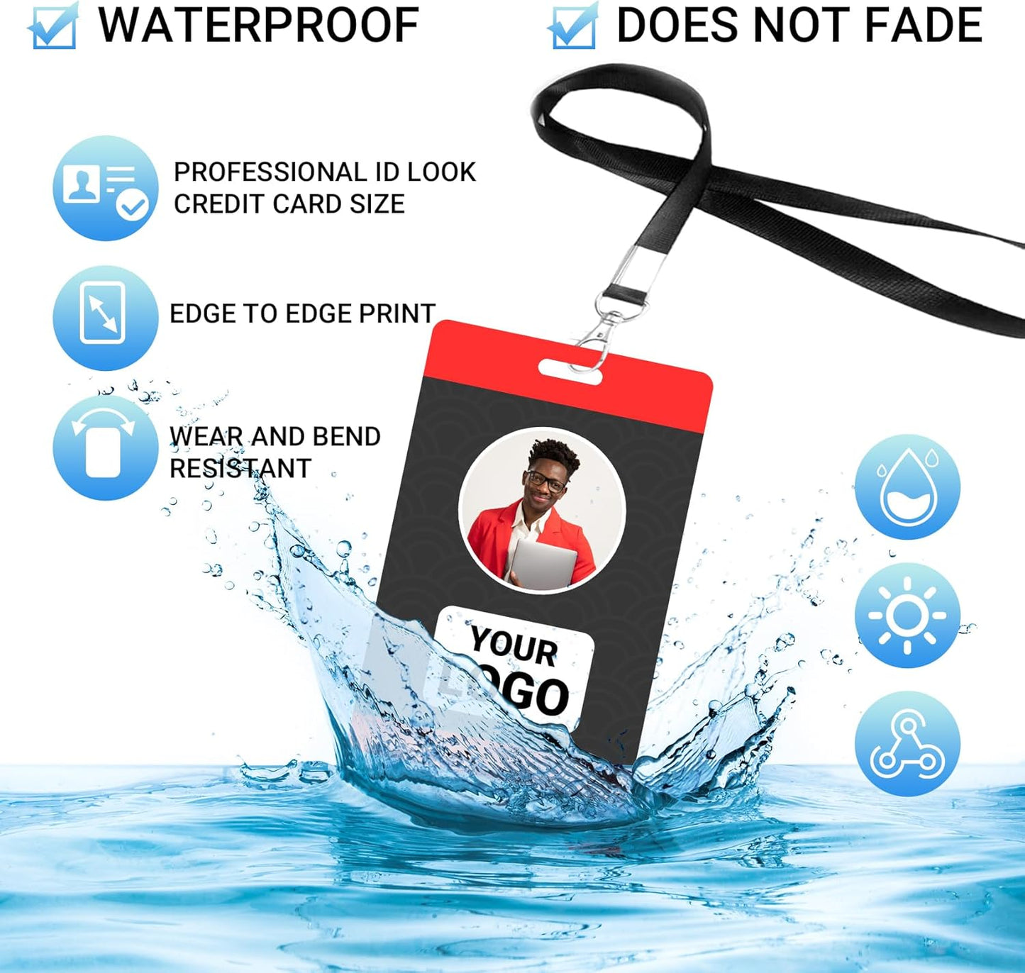 Custom Id Badge Custom Id Card Identification Badges Customizable Personalized Name Badge Customize Name Tag Photo Logo Employee Work Office Volunteer Customized Personal (Horizontal-9)