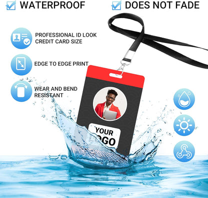 Custom Id Badge Custom Id Card Identification Badges Customizable Personalized Name Badge Customize Name Tag Photo Logo Employee Work Office Volunteer Customized Personal (Horizontal-9)