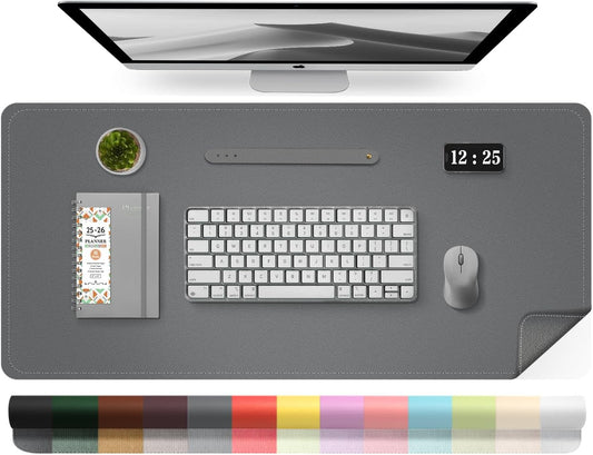 Leather Desk Pad Protector, Desk Mat, Large Mouse Pad, Non-Slip Desk Blotter, Office Laptop Desk Pad, PU Leather Desk Writing Pad for Office and Home (Dark Gray, 31.5" x 15.7")