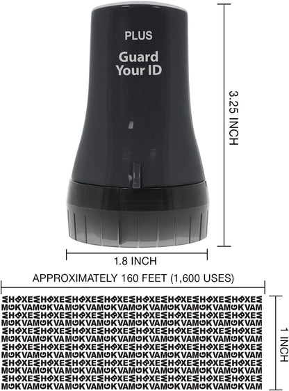 Guard Your ID Wide Advanced Roller 2.0 Identity Theft Prevention Security Stamp Black