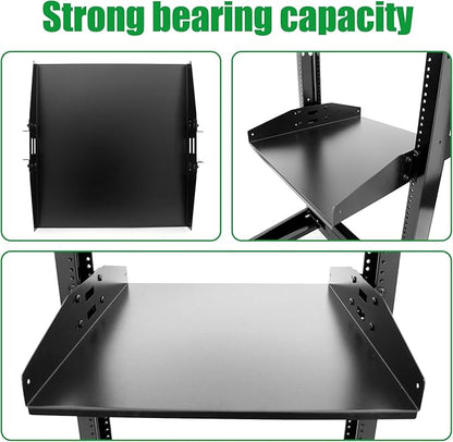 Server Rack Shelf-Rack Mount Cantilever Tray,2-Post Server Rack Shelf - Center Mount,for 19" Network Rack- Heavy Duty Steel - Weight Capacity 150lb-2U H 19" D/ 2 Pieces Packaging (2U19, 19INCH)